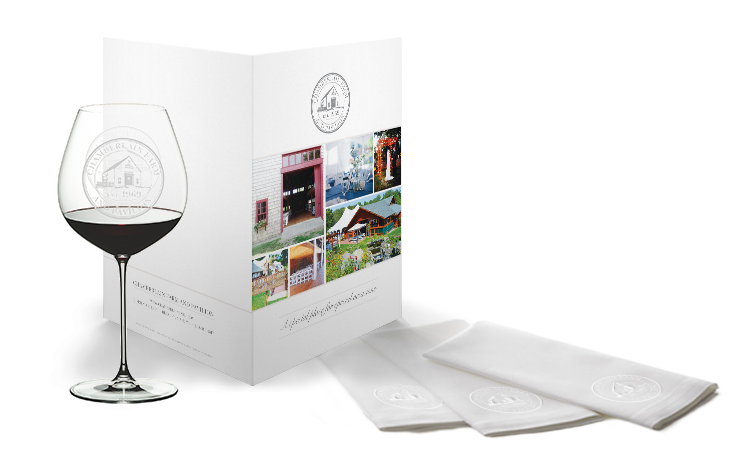 Chamberlain-WineNapkinsFolder1 Chamberlain Farm wine glass and napkins